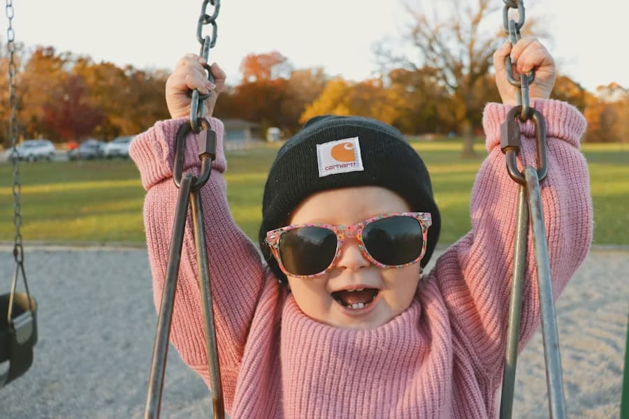 Baby on swing